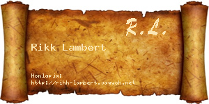 Rikk Lambert névjegykártya